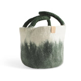 Wool Basket with Handles - Moss Green