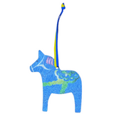 Dala Horse Pattern Ornament - Blue