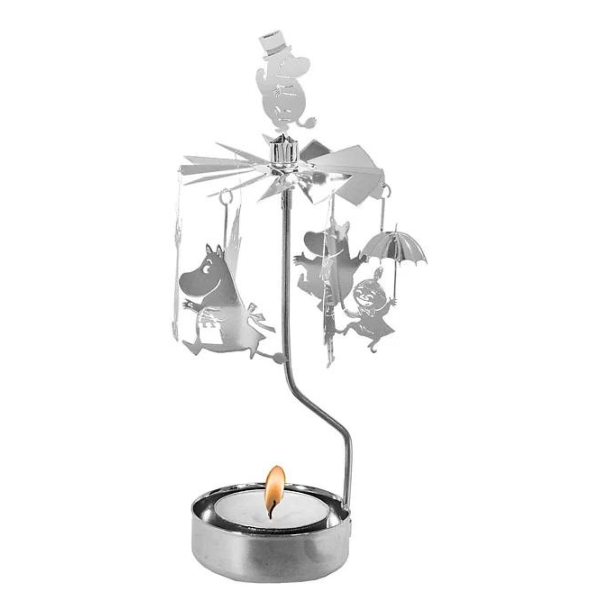 rotating candle holder moomin family silver