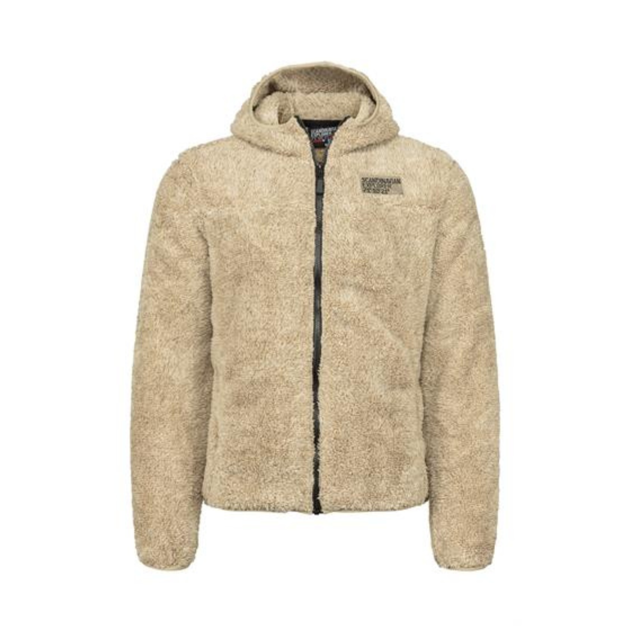 Hooded Teddy Fleece Jacket Beige