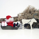 Tomte Santa on Sled with Reindeer