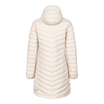 womens ultra light down coat beige back