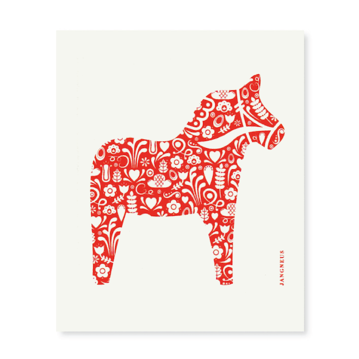 amazing swedish dishcloth red dala horse