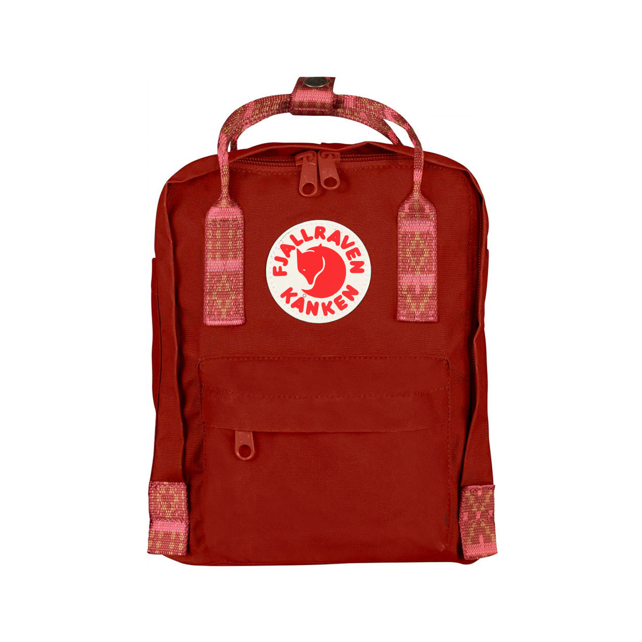 Deep Red Folk Pattern Mini Kanken Backpack