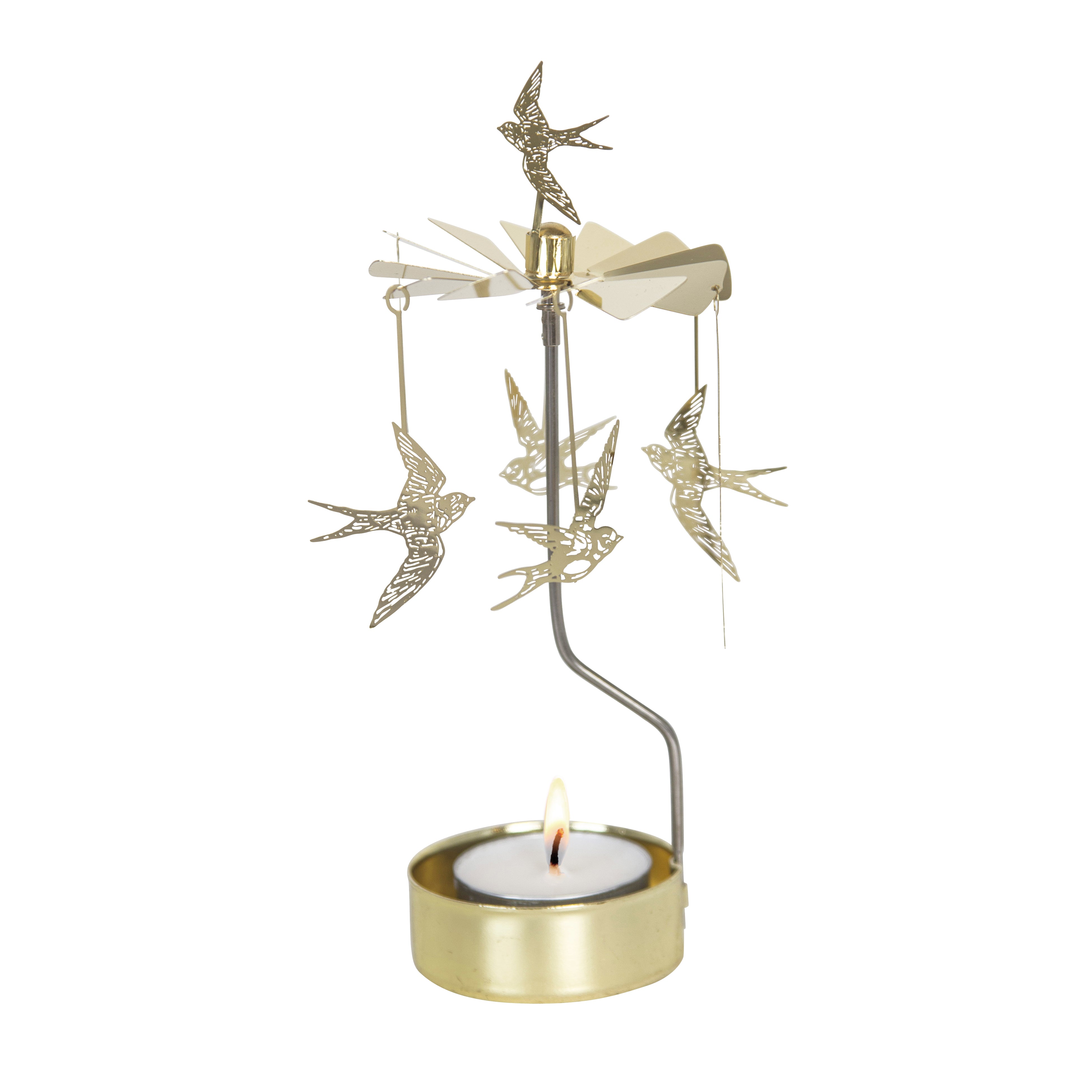 rotating candle holder swallow gold