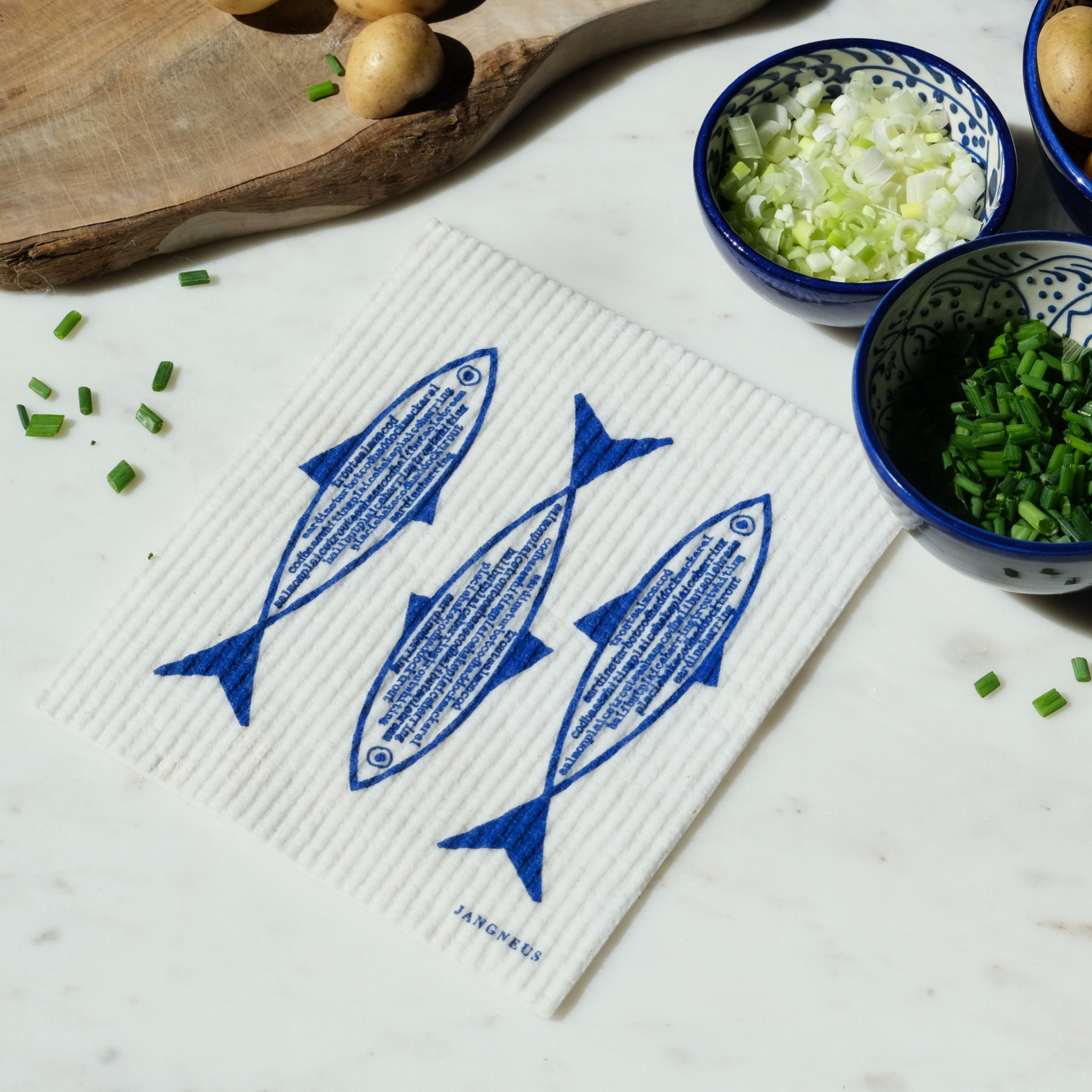 Amazing Swedish Dishcloth - Three Blue Fish