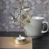 Rotating Candle Holder - Butterfly Gold