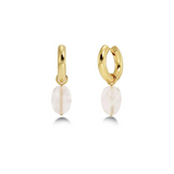 Beach Crystal Hoops Pink Gold