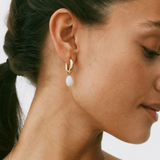 Beach Crystal Hoops Pink Gold