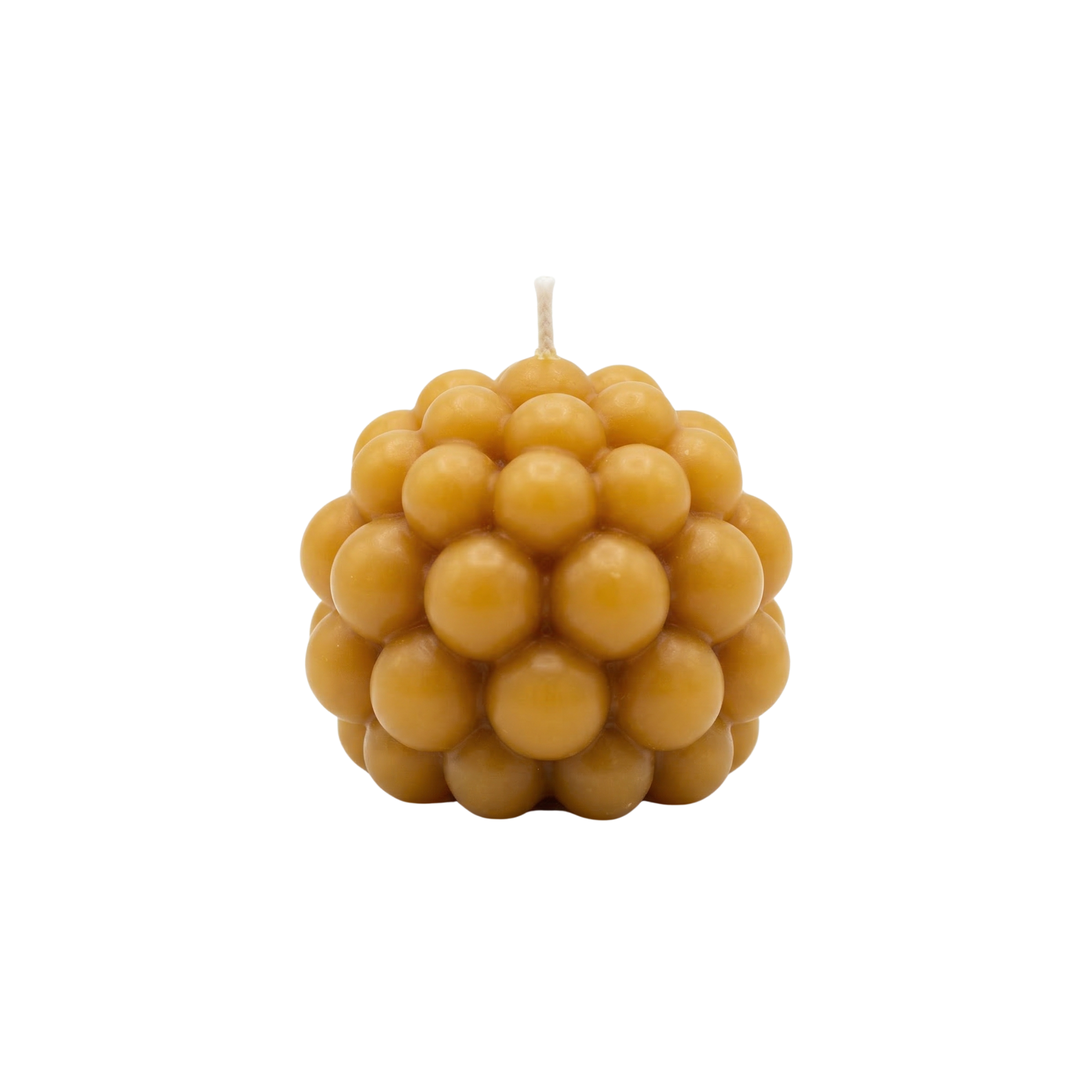 Beeswax bubble candle on a white background
