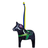 Dala Horse w/pattern Ornament - Black