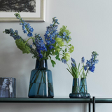 Holmegaard Flora Mouth-Blown Glass Vase - Dark Blue 9.4"