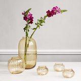 Holmegaard Primula Round Glass Tealight Holder - Amber 2.4"