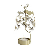 rotating carousel candle holder pine gold