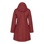 womens scandinavian raincoat wine red back