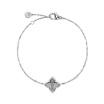 Silver bracelet with a star-shaped clasp on a white background