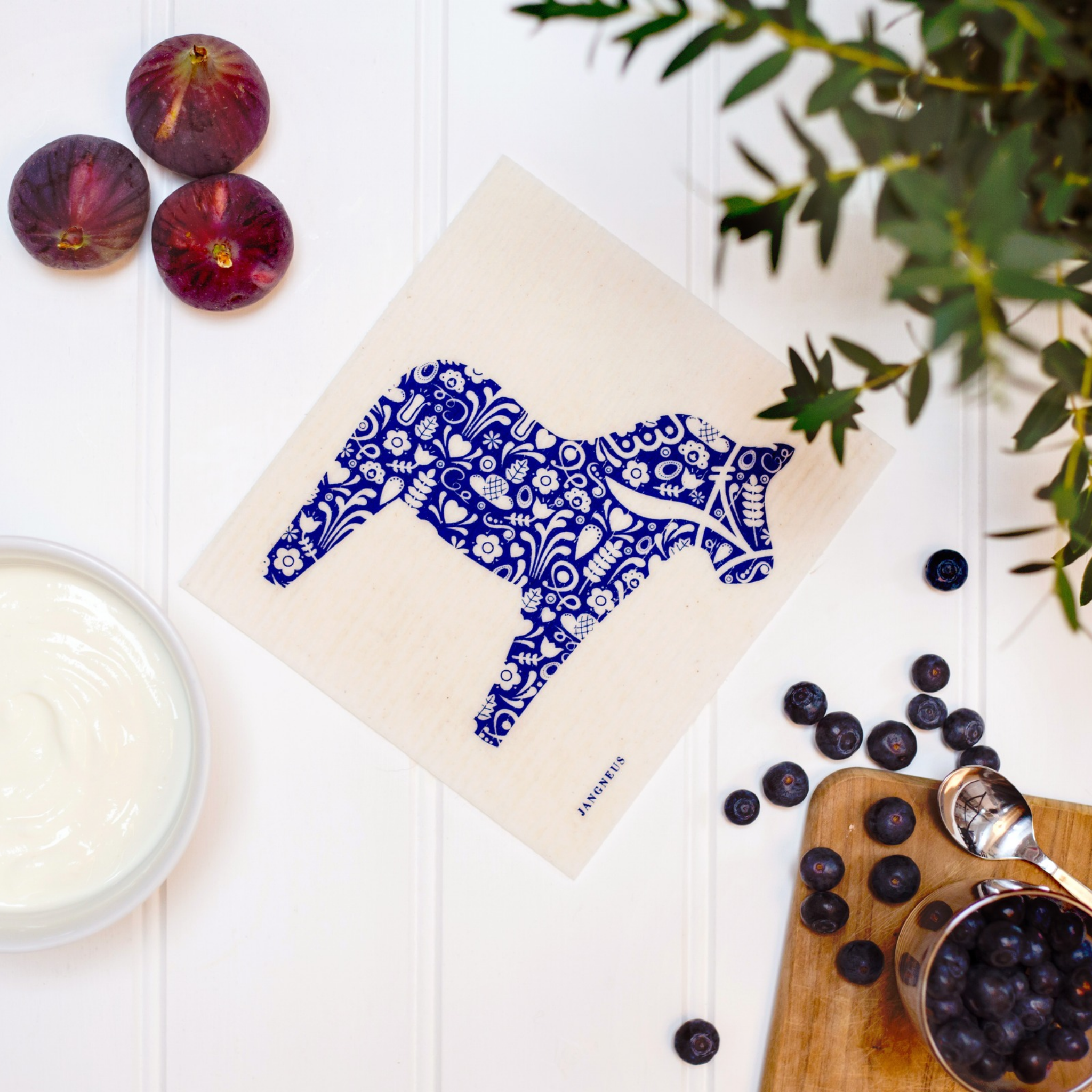 Amazing Swedish Dishcloth - Blue Dala Horse