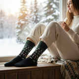 Cai Merino Wool Socks - Nature Black / Green