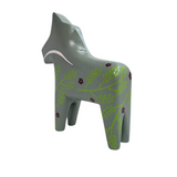 Handmade Swedish Dala Horse - Grey Floral