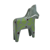 Handmade Swedish Dala Horse - Grey Floral