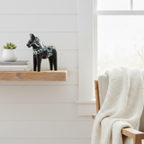 Swedish Wooden Dala Horse - Black / White