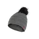 Fur Pom Knit Beanie - Grey