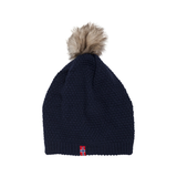 Fur Pom Knit Beanie - Navy