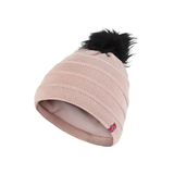 Fur Pom Knit Beanie - Pink