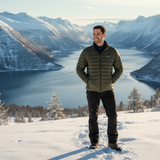 Hoodless Ultra Light Down Jacket - Olive Green