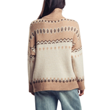 Icelandic Knit Pattern Turtleneck Sweater - Ivory Camel