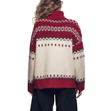 Icelandic Knit Pattern Turtleneck Sweater - Ivory Red