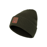 Leather Logo Beanie - Olive Green