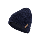 Leather Tab Knit Beanie - Navy