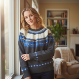 Nordic Knit Pattern Crewneck Sweater - Charcoal