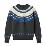 Nordic Knit Pattern Crewneck Sweater - Charcoal