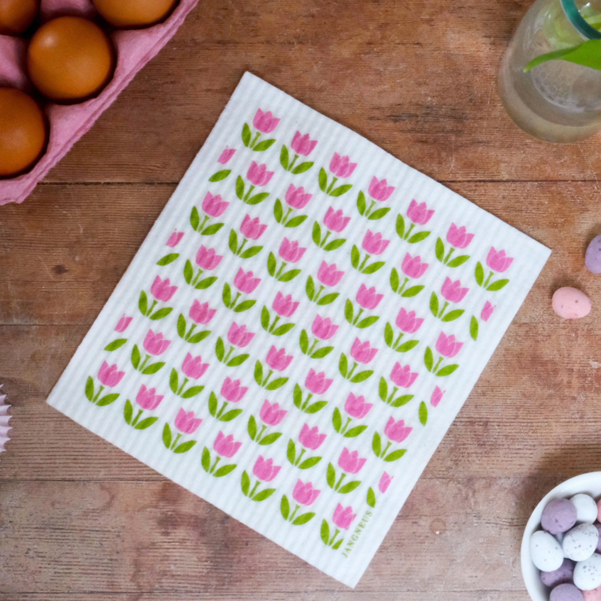 Amazing Swedish Dishcloth - Pink Tulips
