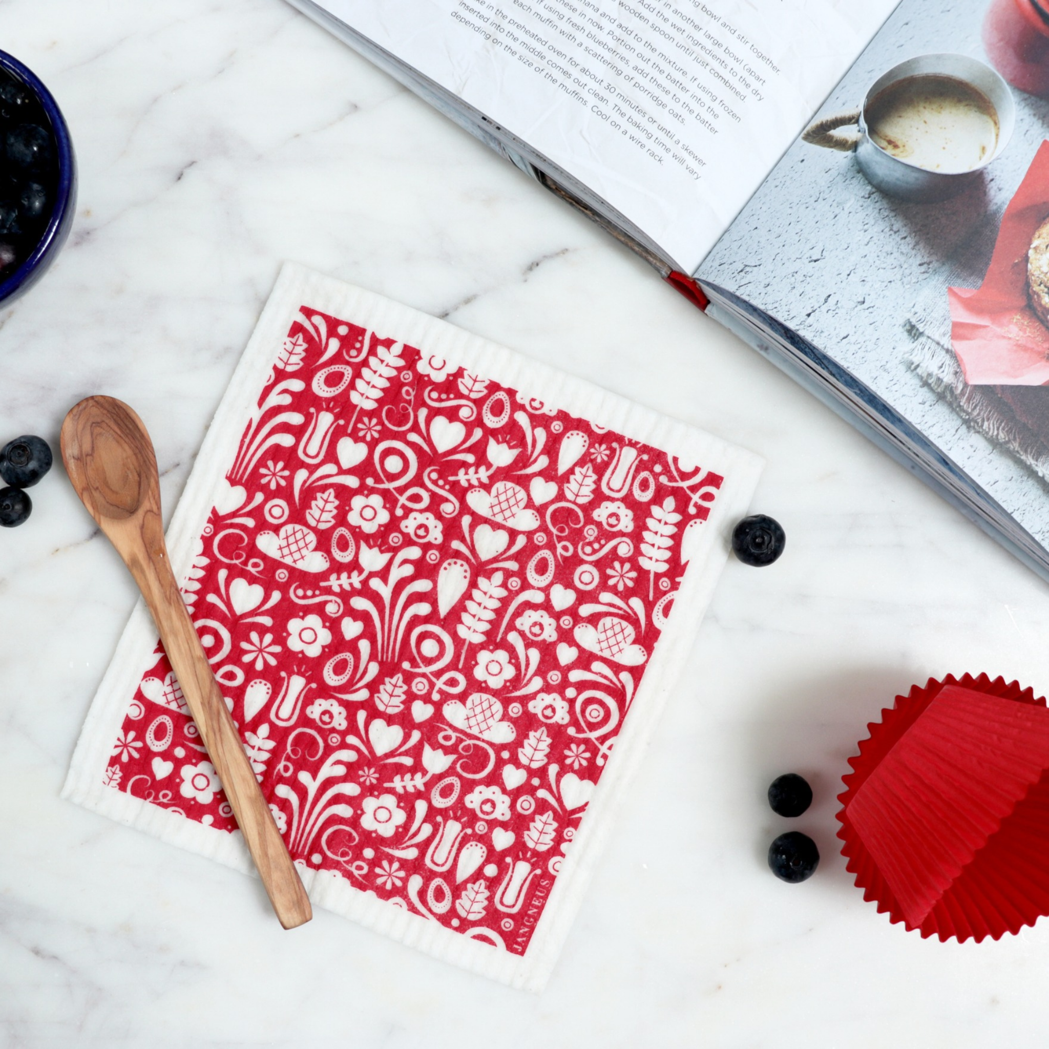Amazing Swedish Dishcloth - Red Dala Pattern