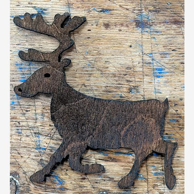 Reindeer Wooden Magnet - Brown