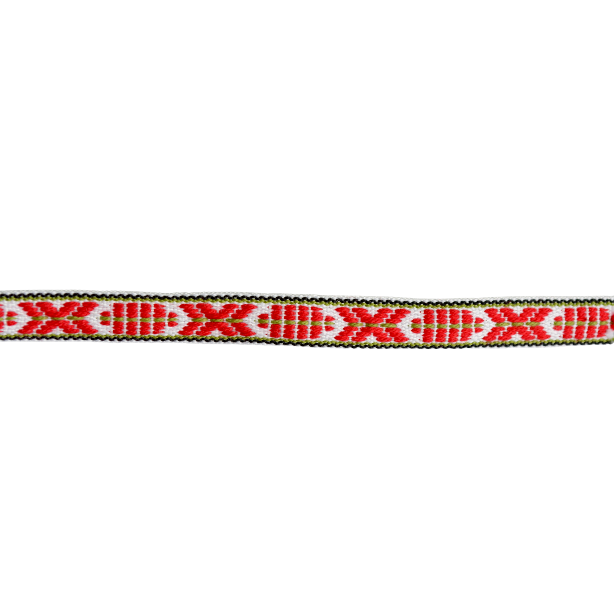 Ribbon 10mm - Red / Green Folk Pattern