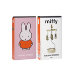 Two Miffy-themed tealight spinners with packaging on a white background