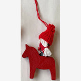 Santa Girl Riding Dala Horse Ornament