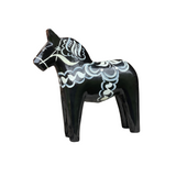 Swedish Wooden Dala Horse - Black / White