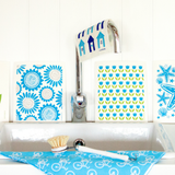 Amazing Swedish Dishcloth - Turquoise Tulips