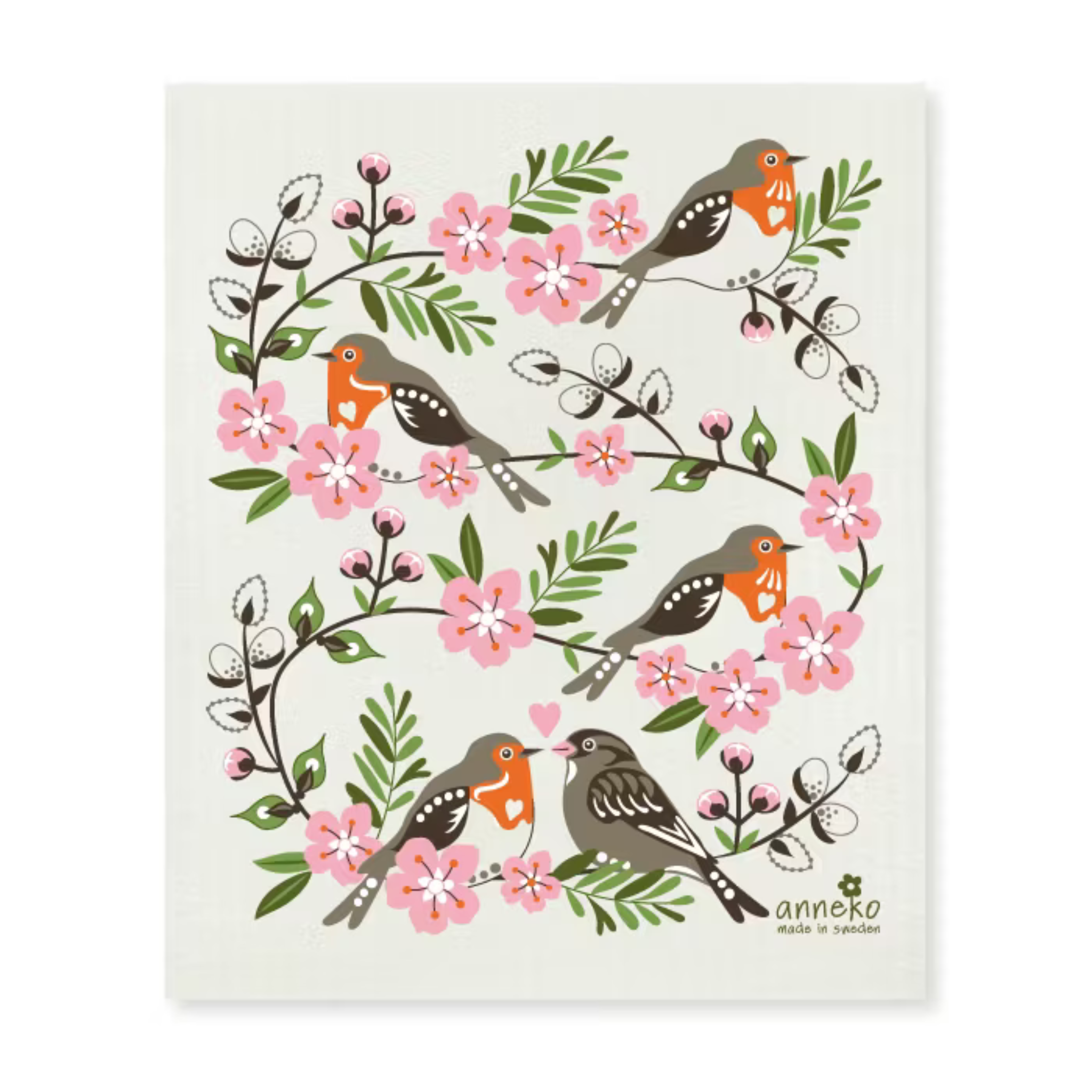 Decorative plate with birds and flowers design on a white background
