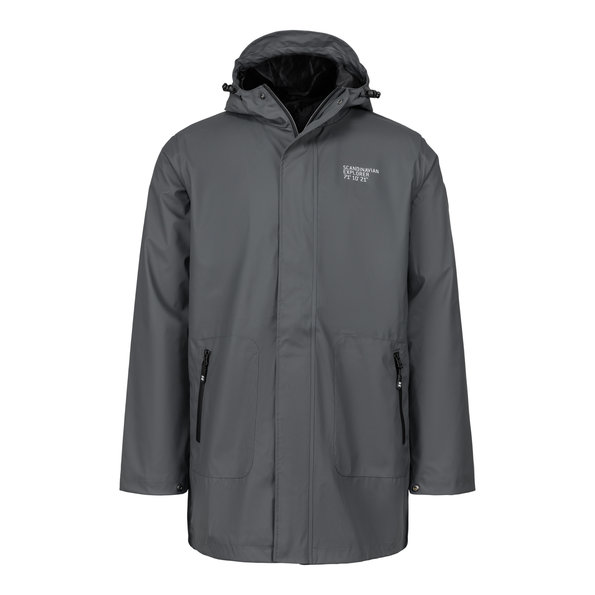 mens scandinavian raincoat dark grey