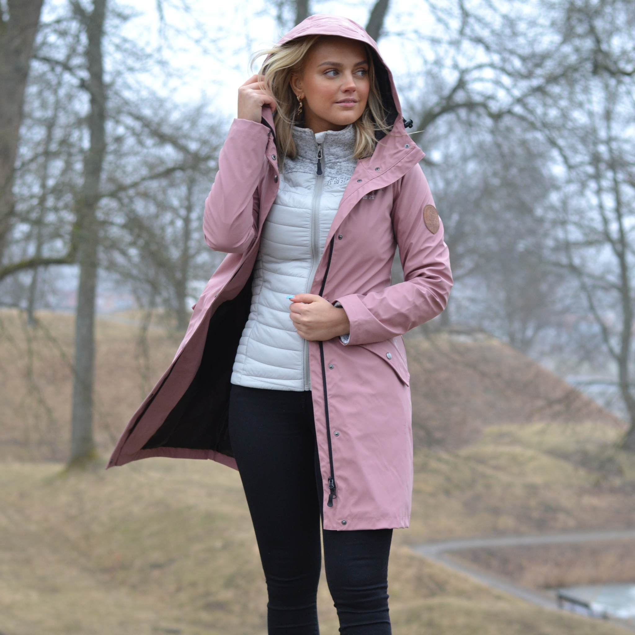 Women's Scandinavian Raincoat Dusty Pink - Main Image