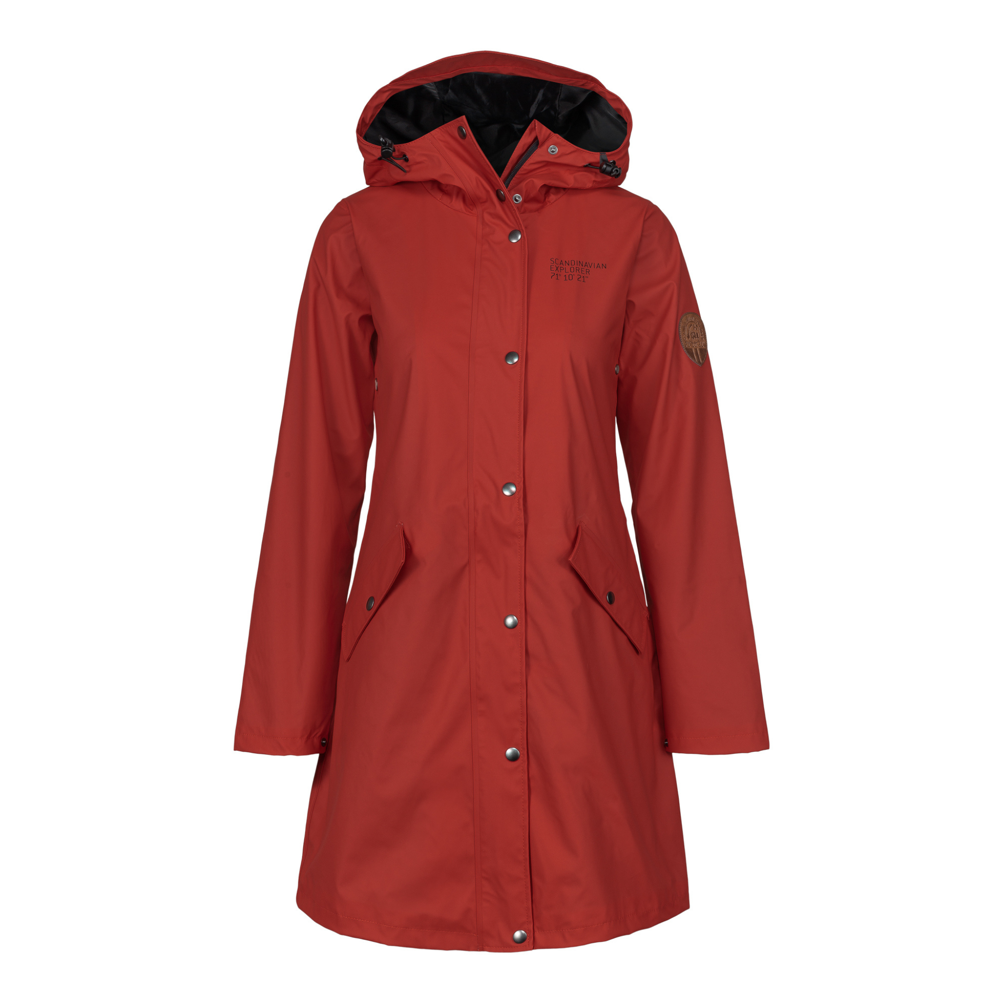 womens scandinavian raincoat red