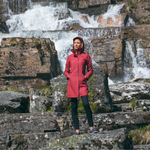 womens scandinavian raincoat red outdoors