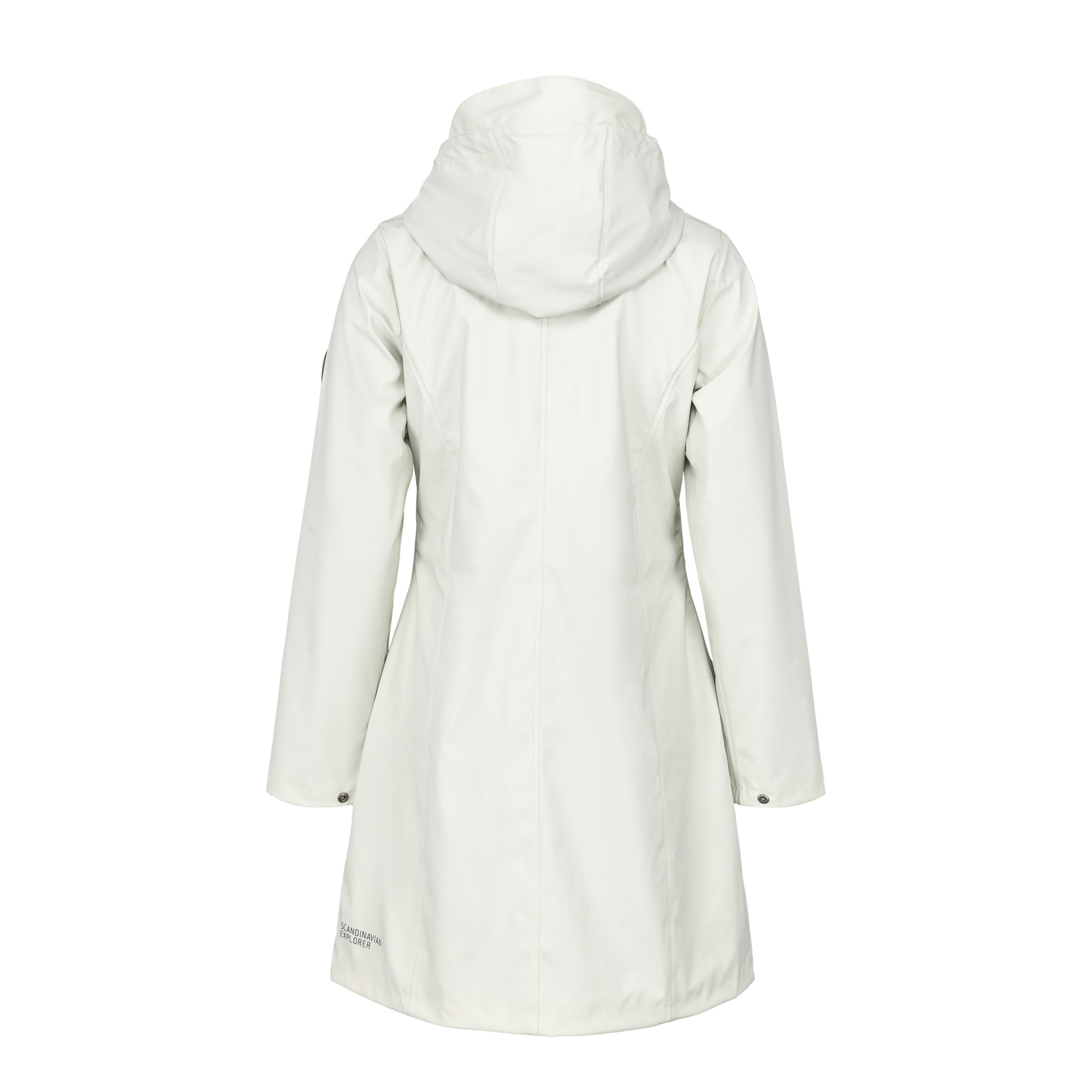 womens scandinavian raincoat white back