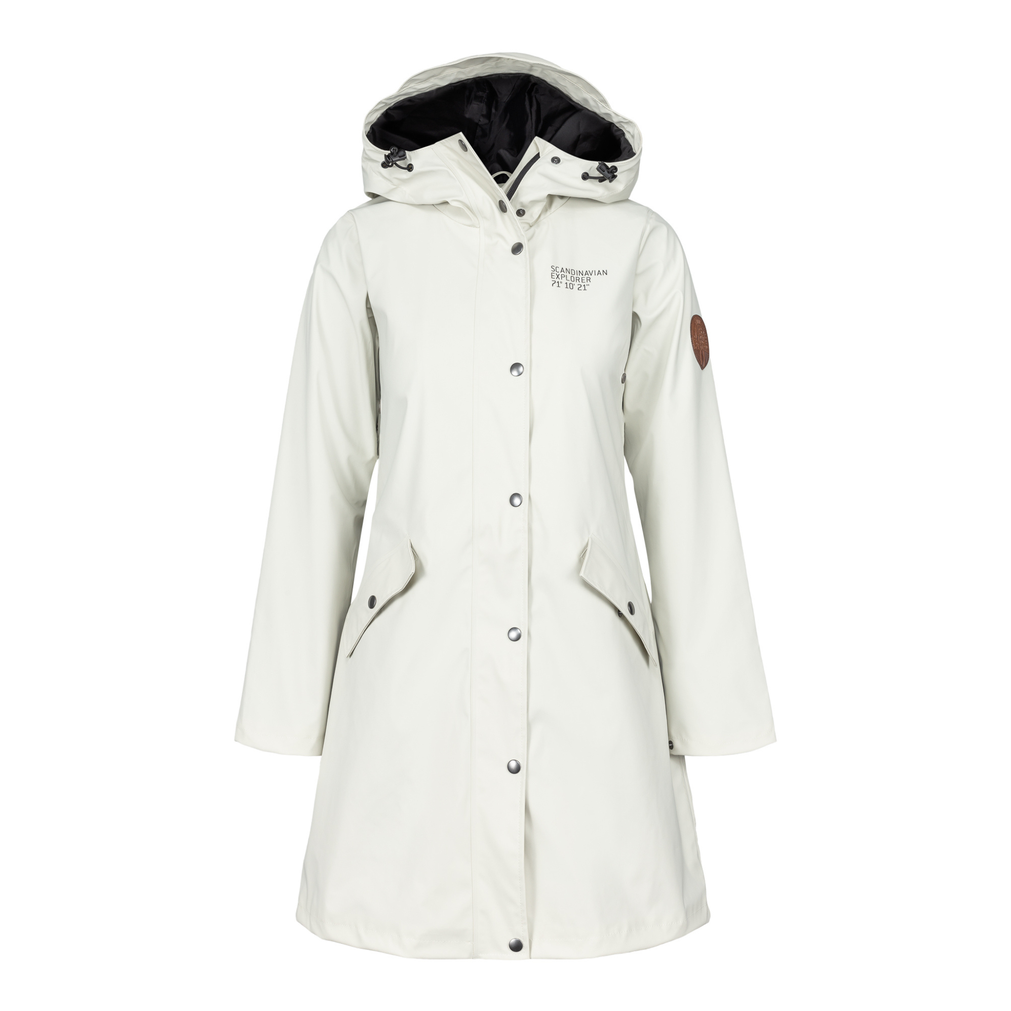 womens scandinavian raincoat white